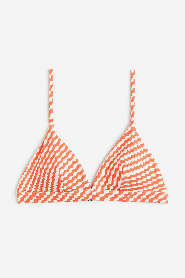 H&M Padded Triangle Bikini Top Red/patterned