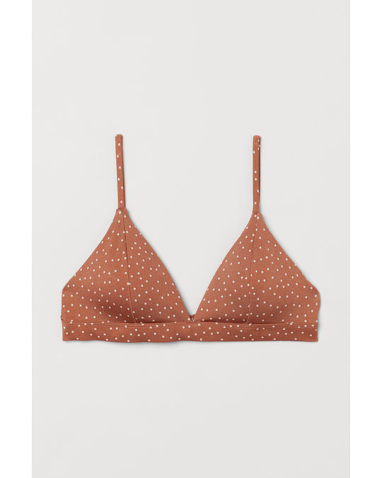 H&M Padded Triangle Bikini Top Rust Brown/spotted