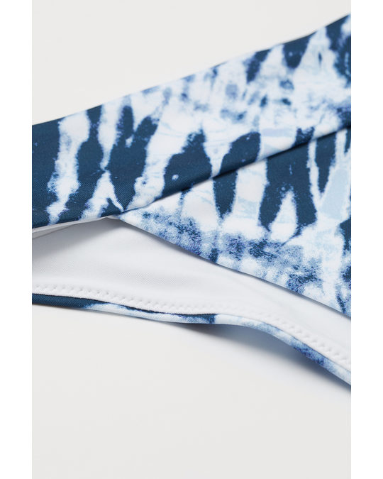 H&M Tanga Bikini Bottoms Dark Blue/tiger-striped
