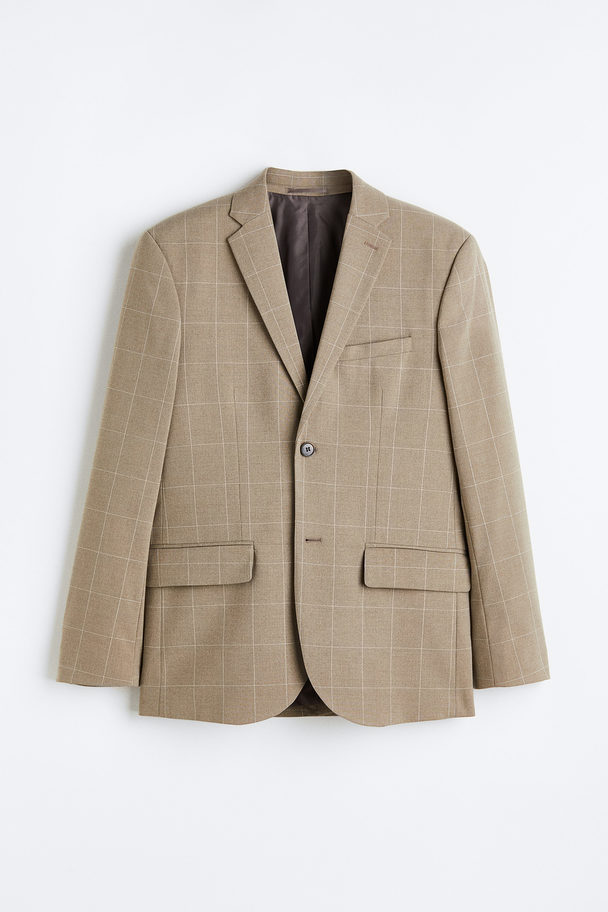 H&M Slim Fit Jacket Beige/checked