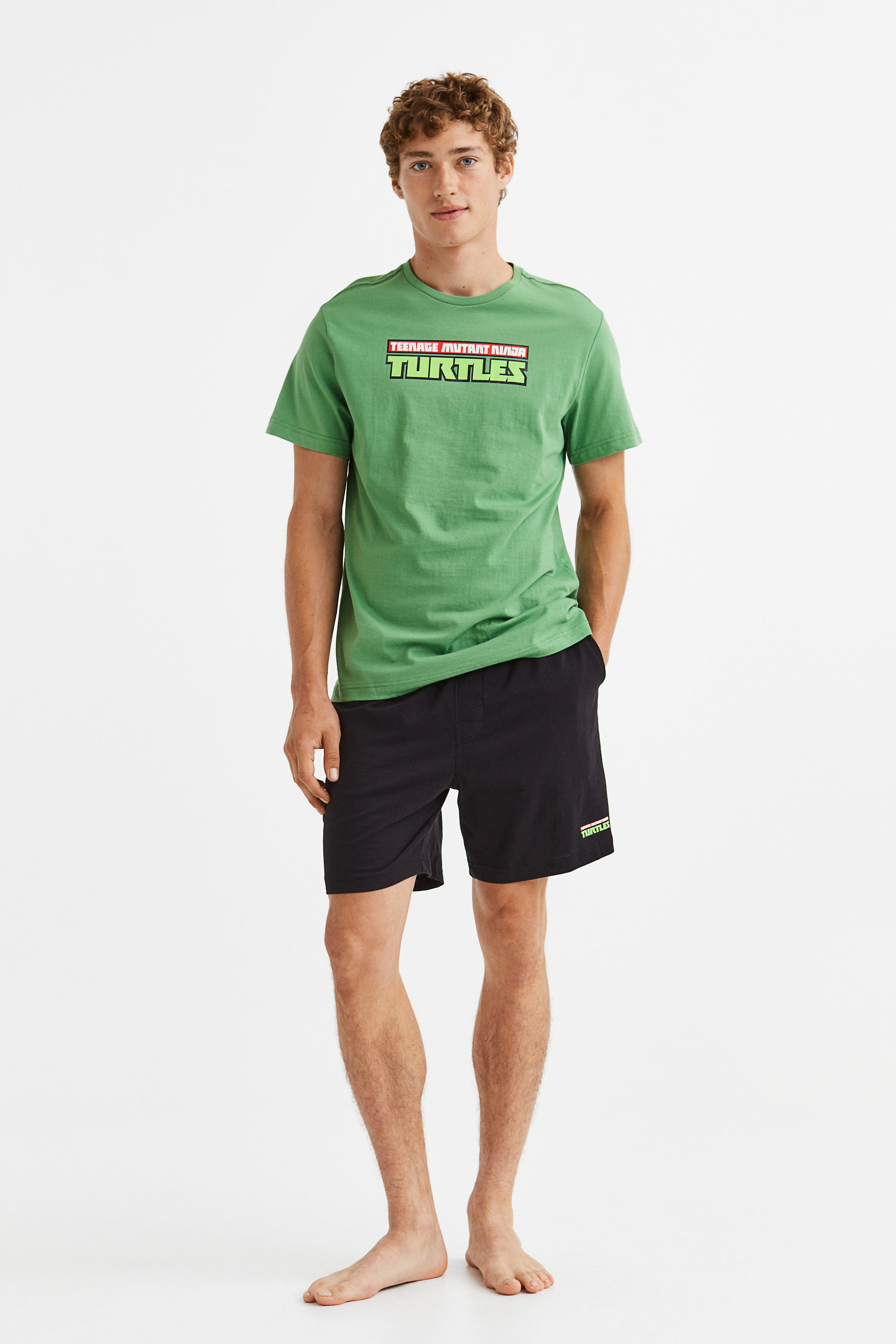 Regular Fit pyjama T-shirt and shorts - Green/Ninja Turtles - Men