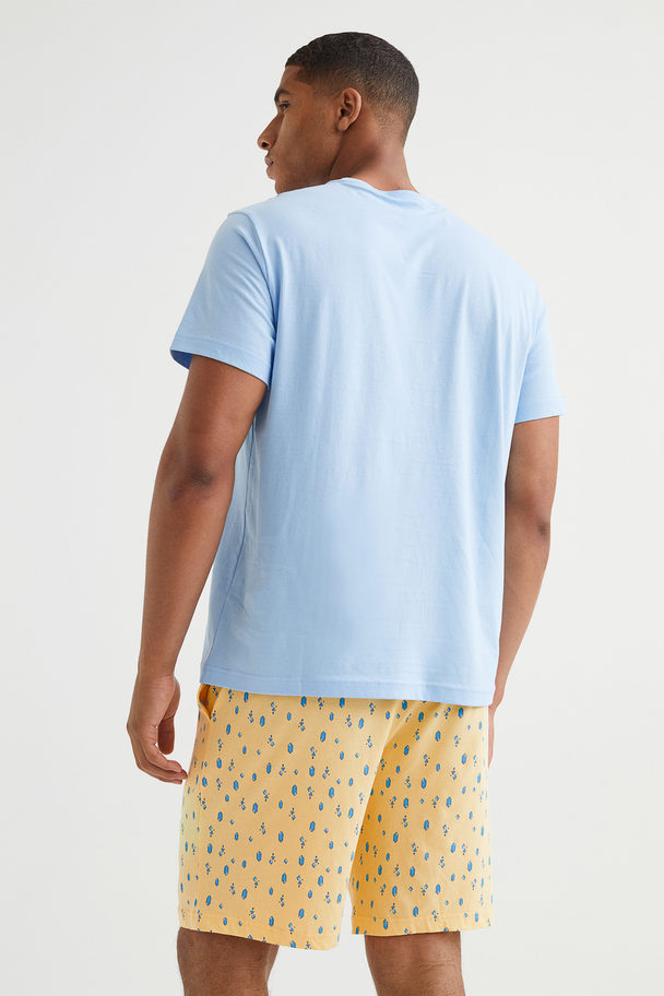 H&M Pyjama T-shirt And Shorts Light Blue/rick And Morty