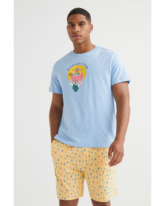Pyjamas Med T-shirt Och Shorts Ljusblå/rick And Morty