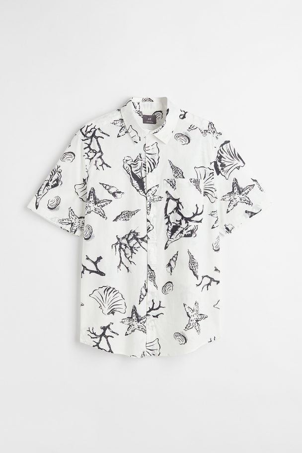H&M Cotton Shirt Regular Fit White/shells