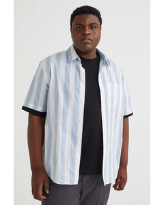 Cotton Shirt Regular Fit Light Blue/white Striped