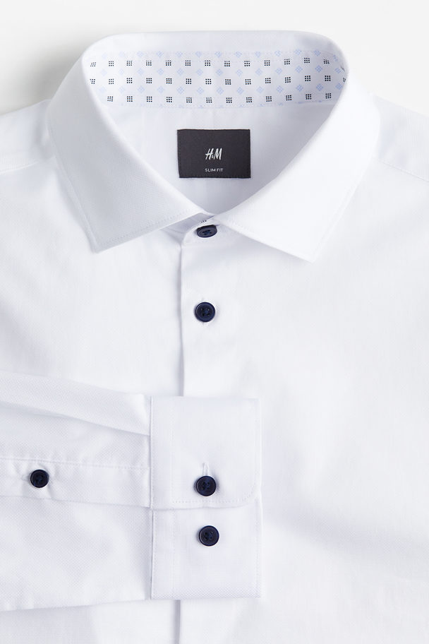 H&M Hemd aus Premium Cotton in Slim Fit Weiß