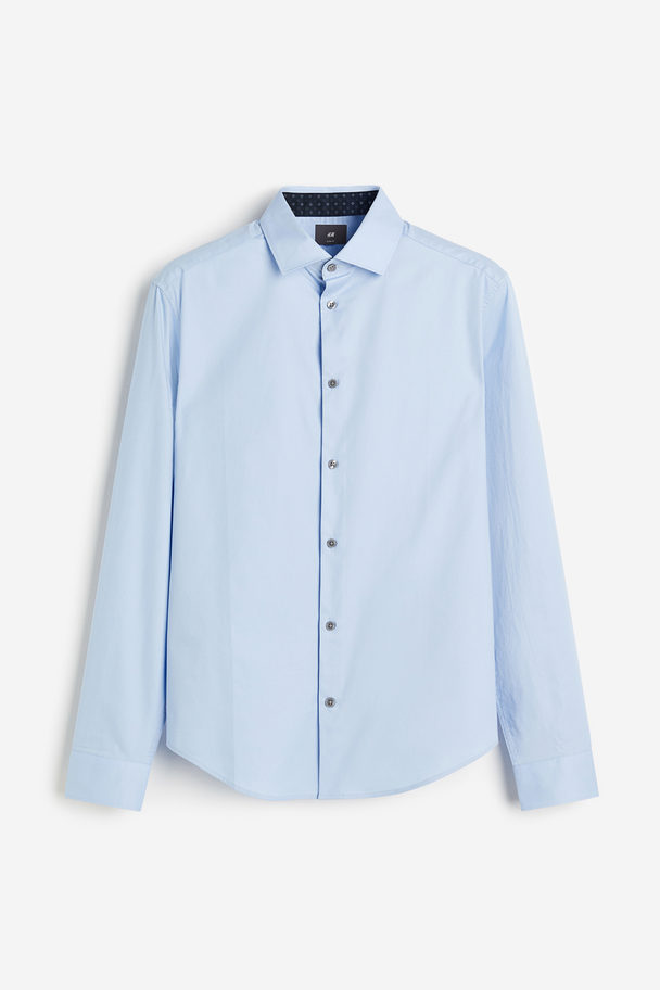 H&M Slim Fit Premium Cotton Shirt Light Blue