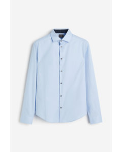 Overhemd Van Premium Cotton - Slim Fit Lichtblauw