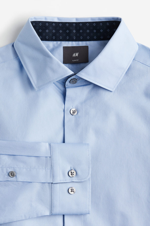 H&M Slim Fit Premium Cotton Shirt Light Blue