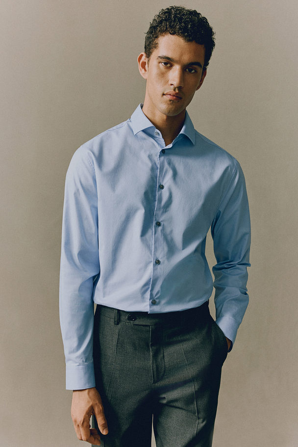 H&M Overhemd Van Premium Cotton - Slim Fit Lichtblauw
