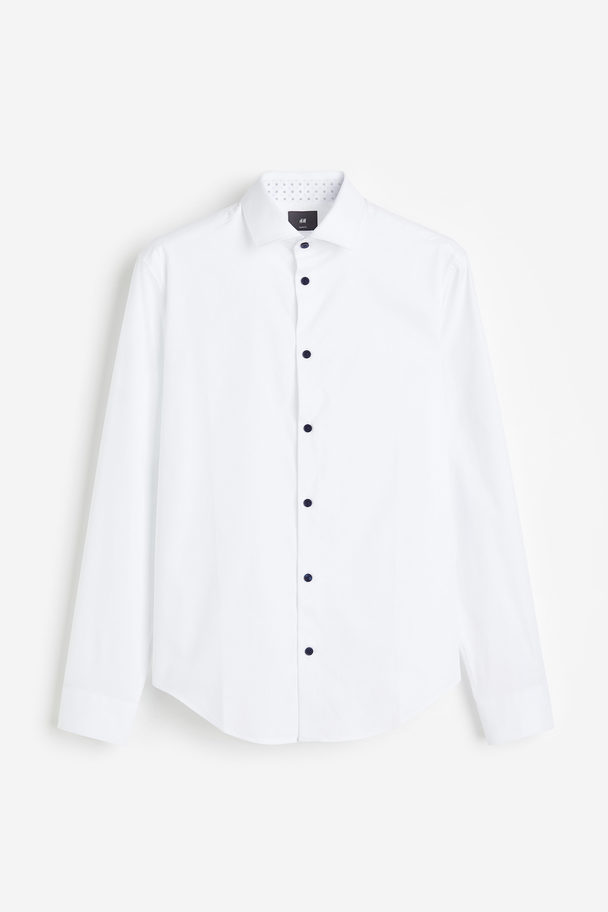 H&M Hemd aus Premium Cotton in Slim Fit Weiß