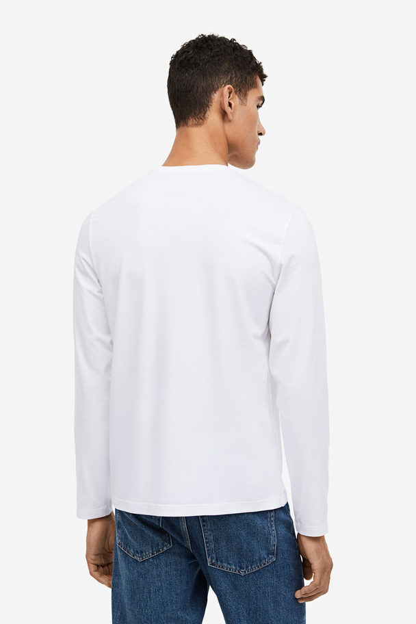 H&M Tricot Shirt - Slim Fit Wit