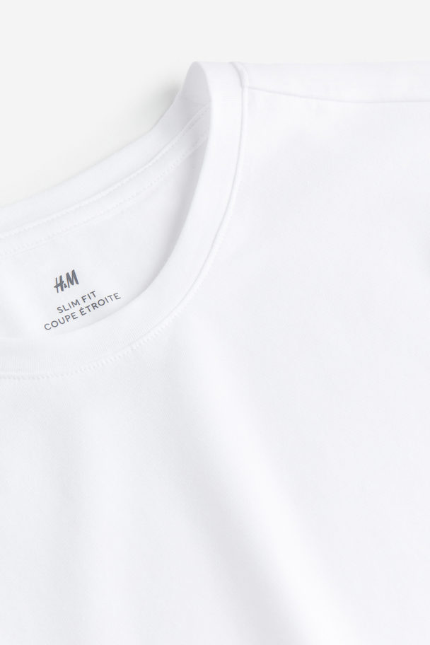 H&M Tricot Shirt - Slim Fit Wit