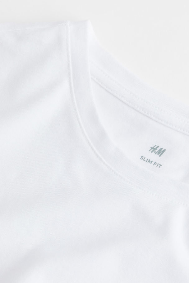 H&M Slim Fit Jersey Top White