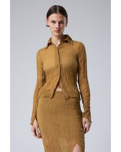 Crinkle Fitted Shirt Light Brown