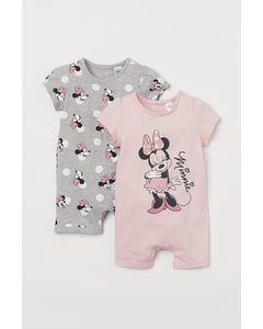2-pak Natdragter I Bomuld Lys Rosa/minnie Mouse