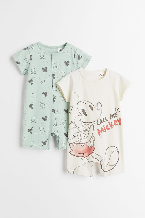 H&M Set Van 2 Pyjamapakjes Lichtgroen/mickey Mouse