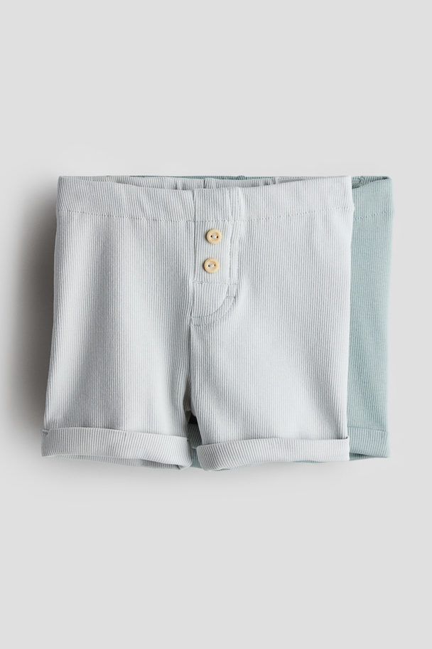 H&M 2-pack Cotton Shorts Turquoise/light Turquoise