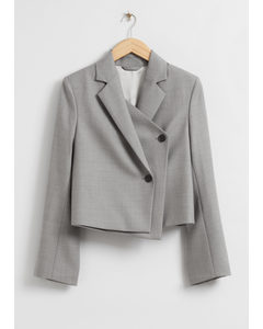 Rekonstruert Asymmetrisk Croppet Blazer Beige