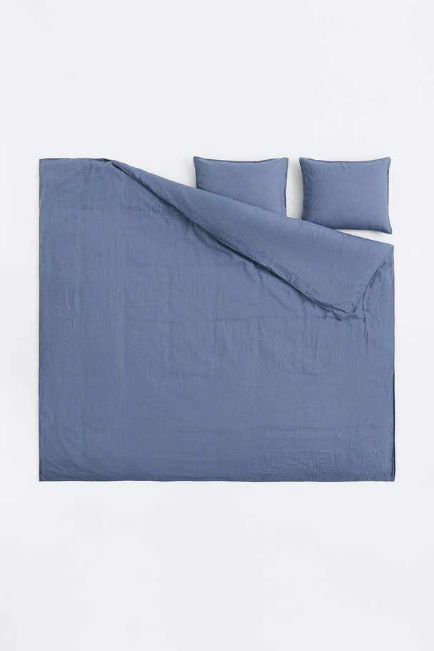 H&M HOME Leinenbettwäsche für Doppelbett Blau