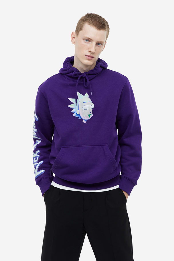 H&M Hoodie Regular Fit Dunkellila/Rick and Morty