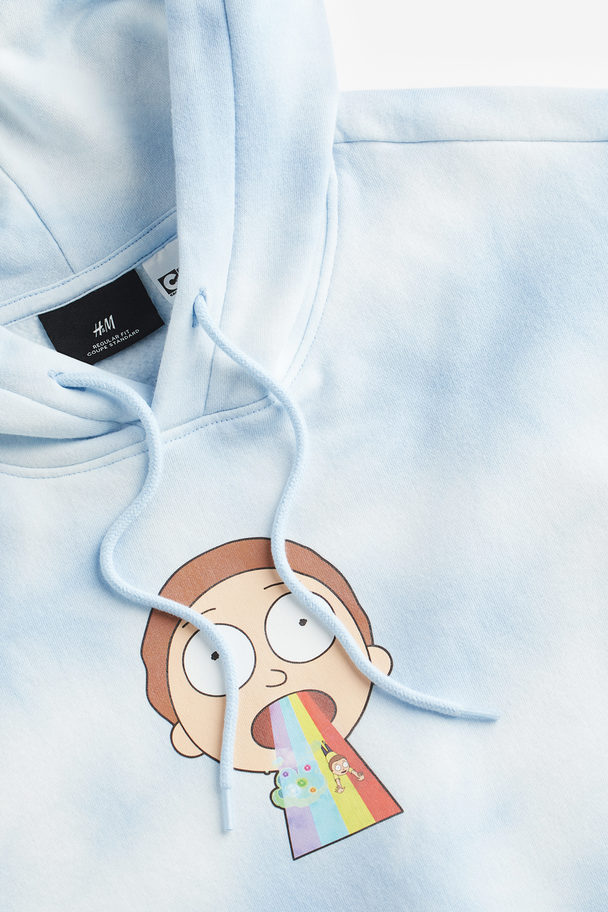 H&M Hoodie Regular Fit Hellblau/Rick and Morty