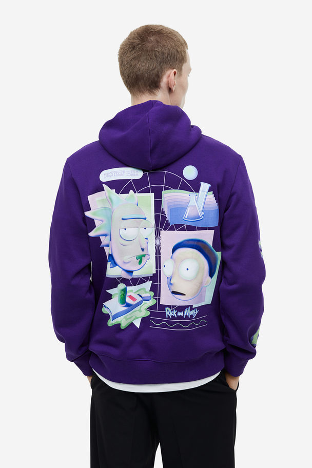 H&M Capuchonsweater - Regular Fit Donkerpaars/rick And Morty