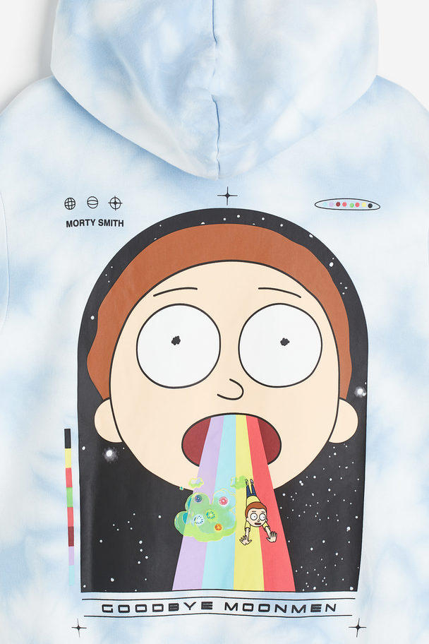 H&M Hoodie Regular Fit Hellblau/Rick and Morty