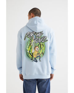 Regular Fit Hoodie Light Blue/rick And Morty