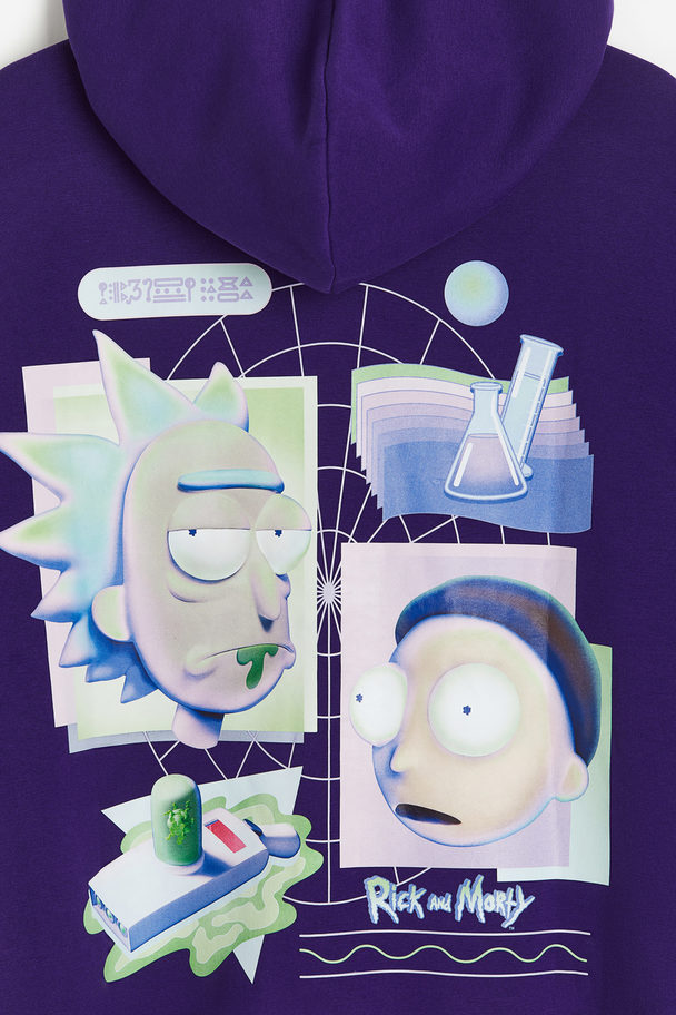 H&M Capuchonsweater - Regular Fit Donkerpaars/rick And Morty
