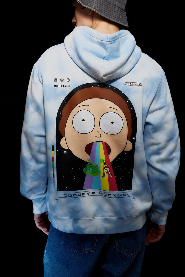 H&M Regular Fit Hoodie Light Blue/rick And Morty