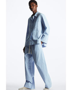 Striped Cotton Pyjama Set Blue / Striped