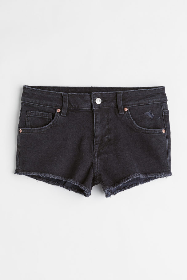 H&M Low Waist Denim Shorts Black