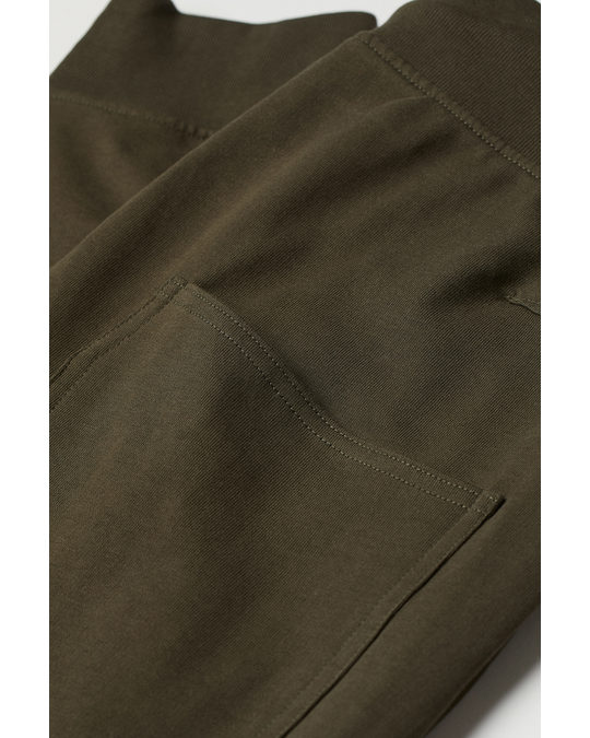 H&M Low-crotch Sweatpants Dark Khaki Green