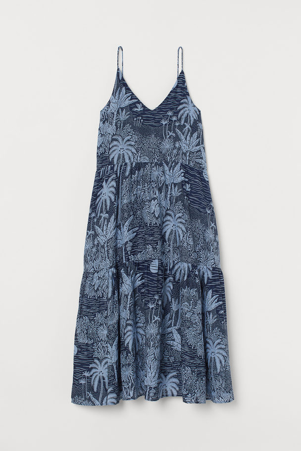 H&M Maxi-jurk Van Katoenmix Donkerblauw/landschap