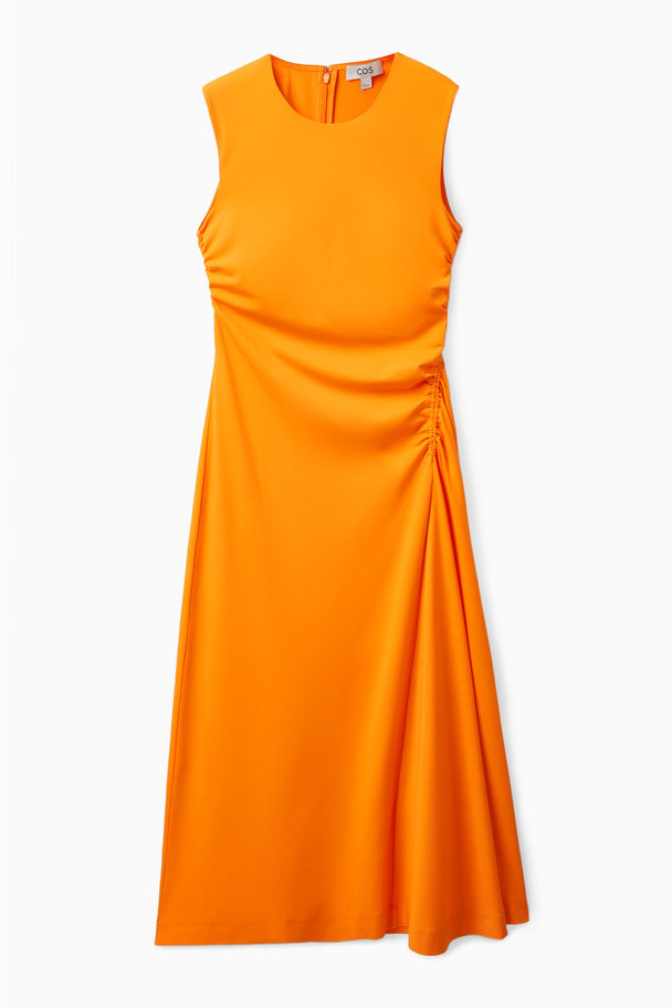 COS Gathered Midi Dress Orange