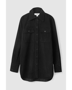 Regular-fit Corduroy Utility Shirt Black