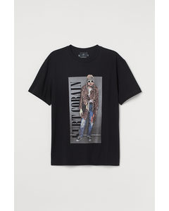 T-shirt Regular Fit Sort/kurt Cobain