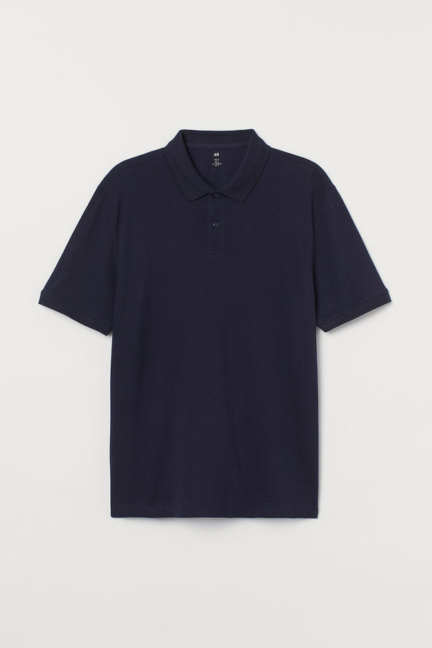 H&M Poloshirt I Bomuld Marineblå