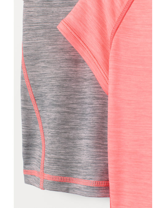 H&M 2-pack sports tops Grey marl/Neon pink