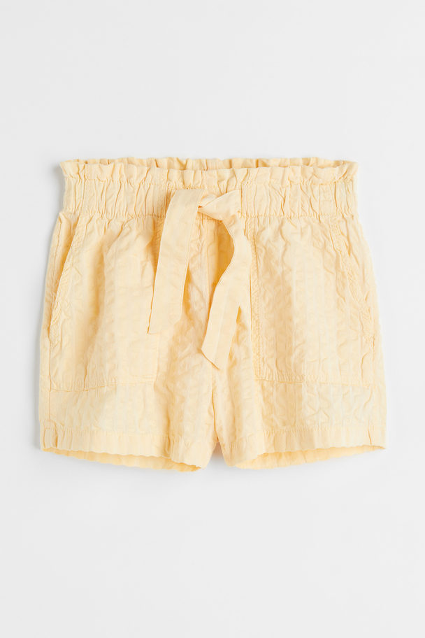 H&M High-waisted Shorts Light Yellow