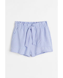 High-waisted Shorts Light Blue/checked