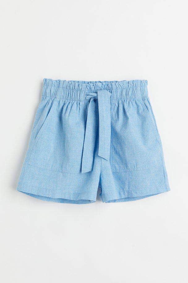 H&M High-waisted Shorts Light Blue