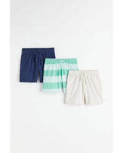 3-pack Cotton Jersey Shorts Navy Blue/light Grey Marl