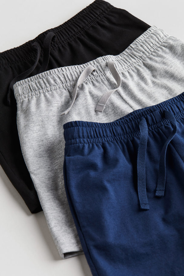 H&M 3-pack Trikotshorts I Bomull Marineblå/lys Gråmelert