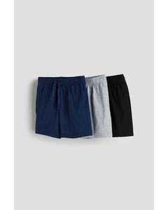 3er-Pack Jerseyshorts Marineblau/Hellgraumeliert