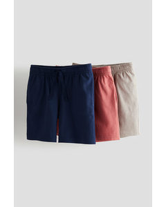 3-pack Cotton Jersey Shorts Light Red/navy Blue