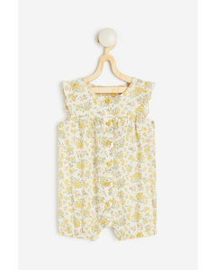 Cotton Romper Suit Cream/yellow Flowers