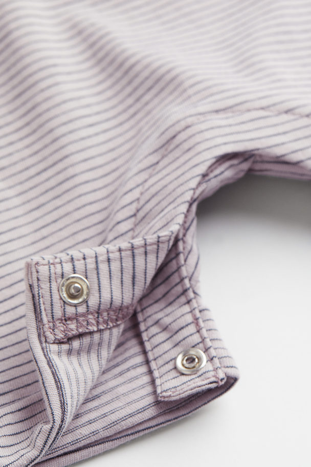 H&M Cotton Romper Suit Light Purple/striped