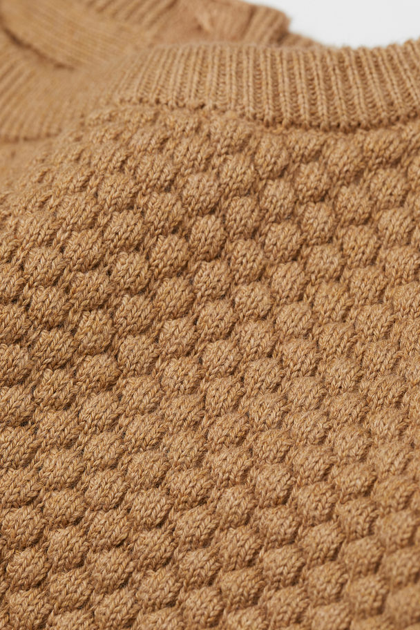 H&M Textured-knit Jumper Dark Beige